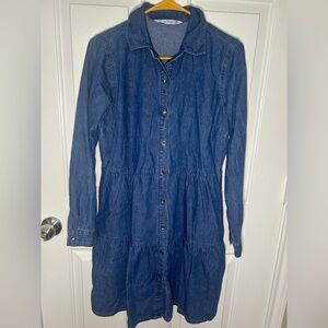 Classic Blue Long Sleeve Denim Dress